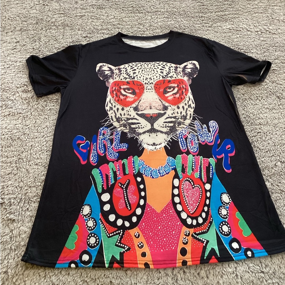 Black Graphic Leopard Women's Mini Dress (new)